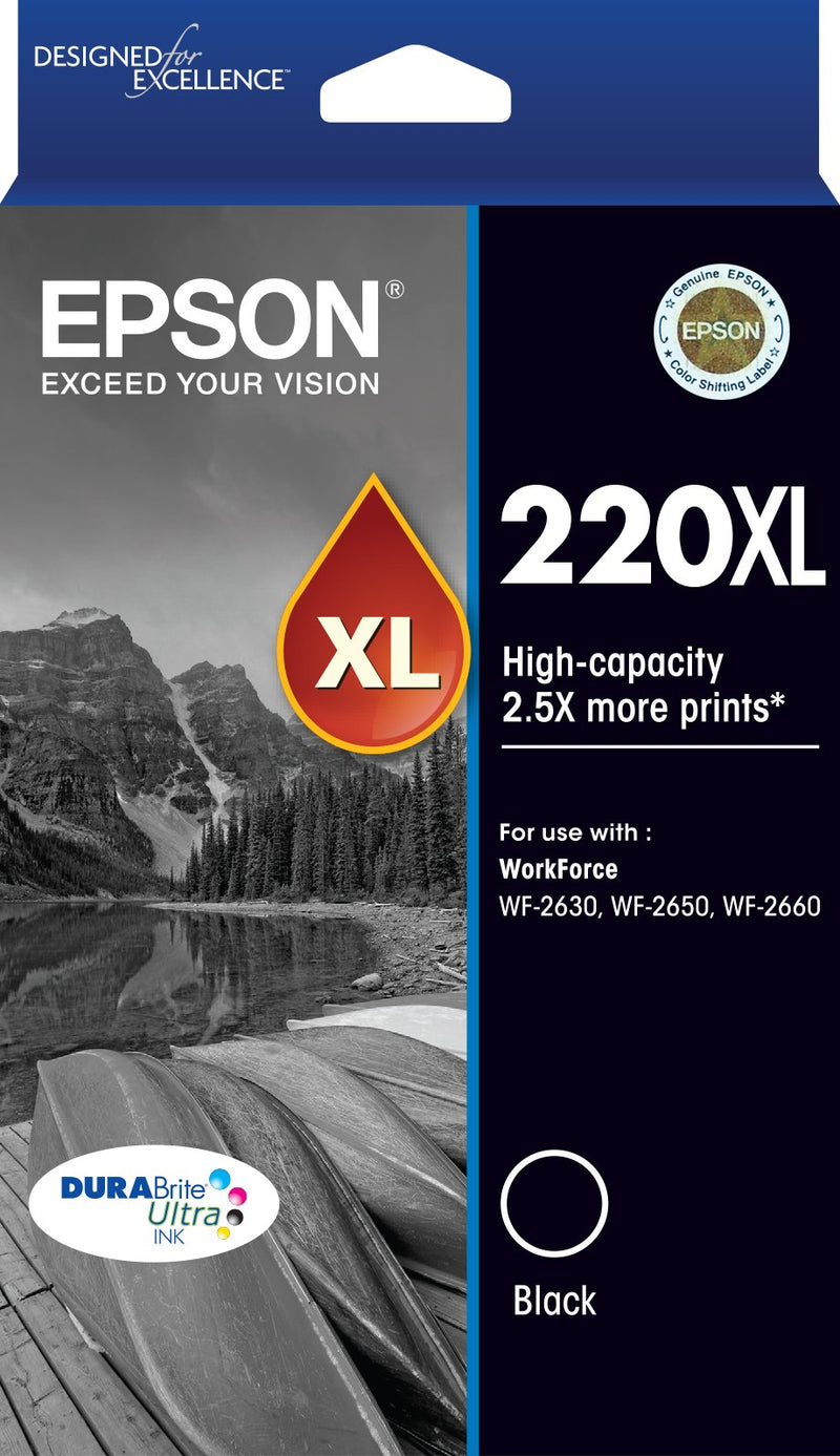 220XL High Capacity DURABrite Ultra Black ink(Epson WorkForce WF-2630, WF-2650, WF-2660)