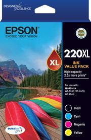 220XL Capacity Four Colour Value Pack (Black, Cyan, Magenta and Yellow)-Epson WorkForce WF-2630, WF-2650 & WF-2660