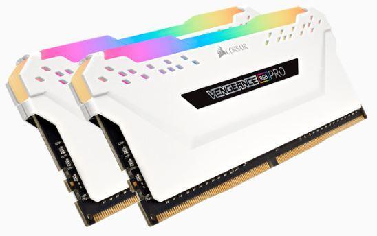 CORSAIR Vengeance RGB PRO DDR4, 3200MHz 16GB 2 x 288 DIMM, Unbuffered, 16-18-18-36, White Heat spreader, RGB LED, 1.35V, XMP 2.0