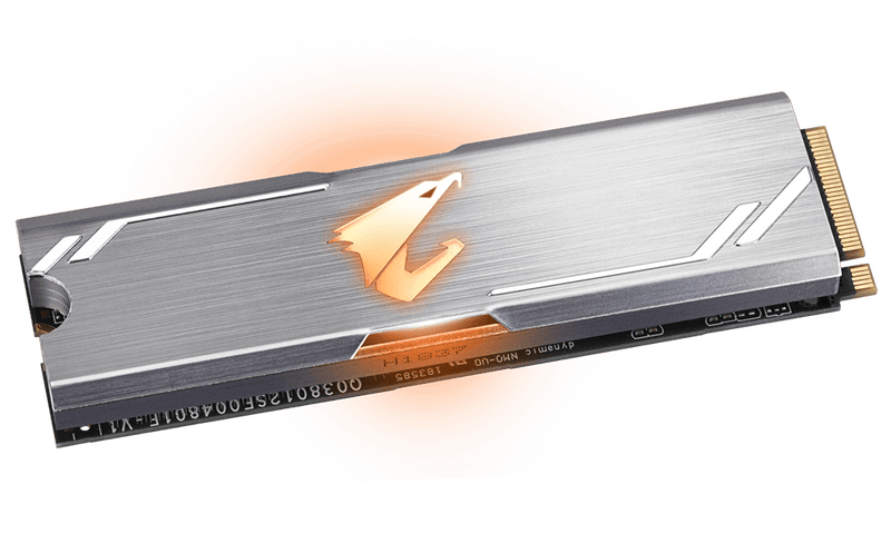 AORUS RGB, TLC SSD, M.2(2280), NVMe, PCIE 3x4, 256GB,Read:3100MB/s(180k IOPs),Write:1050MB/s(240k IOPs),512MB DDR4 Cache,5.1W,5 Years Limited Warranty