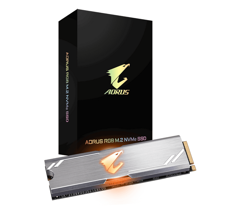 AORUS RGB, TLC SSD, M.2(2280), NVMe, PCIE 3x4, 256GB,Read:3100MB/s(180k IOPs),Write:1050MB/s(240k IOPs),512MB DDR4 Cache,5.1W,5 Years Limited Warranty