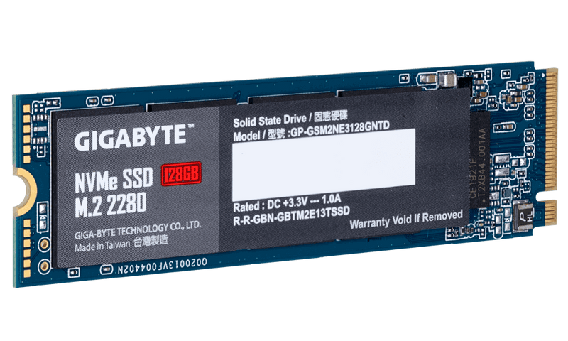 Gigabyte, SSD, M.2(2280), NVMe, PCIE 3x4, 128GB, Read:1550MB/s(100k IOPs),Write:550MB/s(130k IOPs), 2.2W, 5 Years Limited Warranty