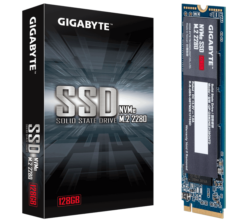 Gigabyte, SSD, M.2(2280), NVMe, PCIE 3x4, 128GB, Read:1550MB/s(100k IOPs),Write:550MB/s(130k IOPs), 2.2W, 5 Years Limited Warranty