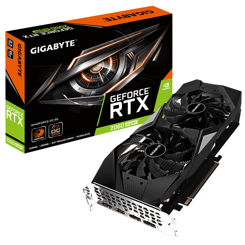 NVIDIA, RTX 2060 SUPER, WINDFORCE OC, 1650MHz, 8GB GDDR6, 3xDP, 1xHDMI, ATX, 2xFans, 550W, 3 Years Warranty