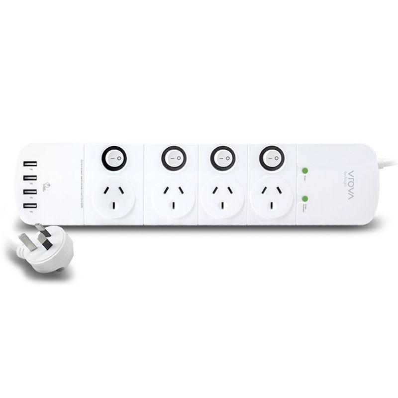 ALOGIC 4 Outlet Power Board with Individual Switches & 4 USB Ports (4.5A Current) - Surge & Overload Protected  - MOQ:2